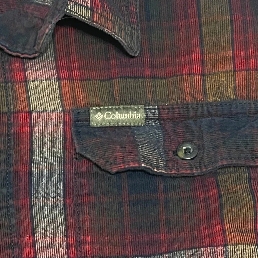 Columbia Men's Plaid Long‎ Sleeve Button Up Shirt M Corduroy Flannel 100% Cotton